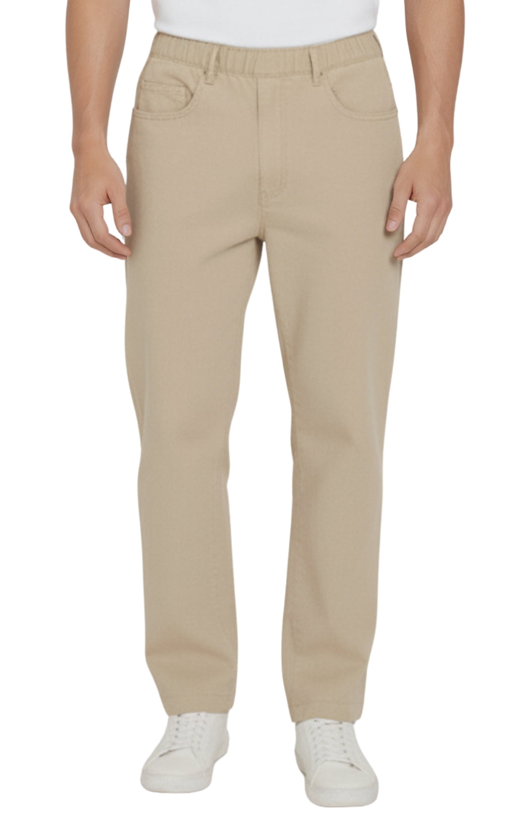 Men's Lightweight Casual Elastic Waist Pull-On Jeans – Denim & Twill Pants with Easy Fit